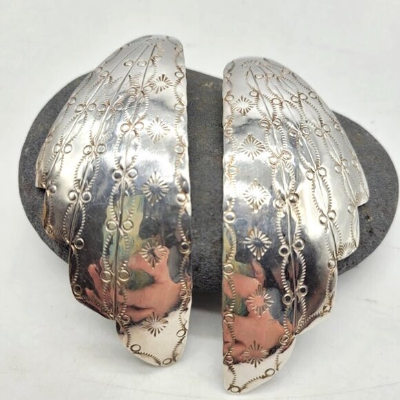 Stunning Hand Made Sterling Silver Statement Earrings Southwest Native Tribal - Picture 2 of 16